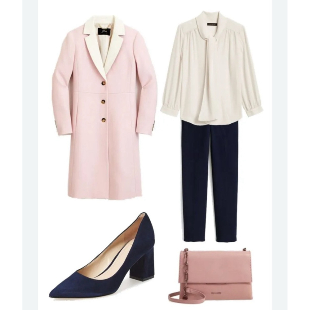 J. Crew New! Double Serge Wool Pink Coat - Picture 2 of 7